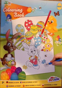 Kinder Kleurboek Pasen, A4-formaat met 64 kleurplaten met Paashaas, Paasei, kuiken en andere dieren (cadeau idee kinder verjaardag / kleuters)