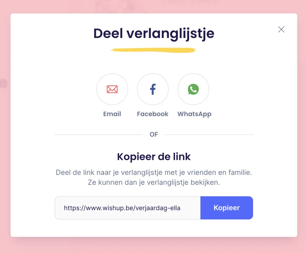 Verlanglijstje delen met vrienden en familie