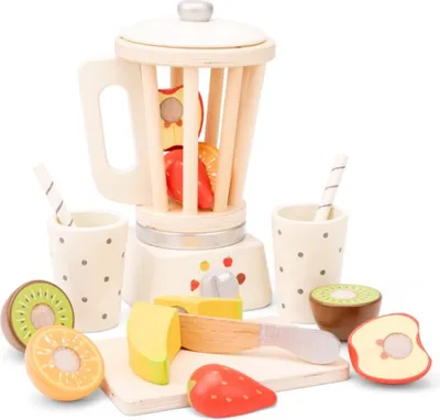 New Classic Toys Speelgoedkeukenmachine - Houten Speelgoed Smoothie Maker Set - Inclusief 5 fruitsoorten