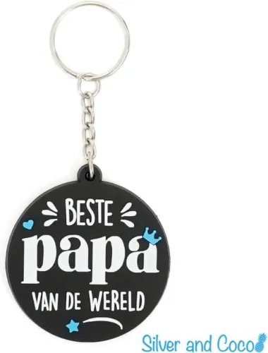 SilverAndCoco - Vaderdag Verjaardag Cadeau Kind / 2D Sleutelhanger Auto Huis / Key Chain / Sleutel Ring Sleutels - Vader / Dad / Beste Papa